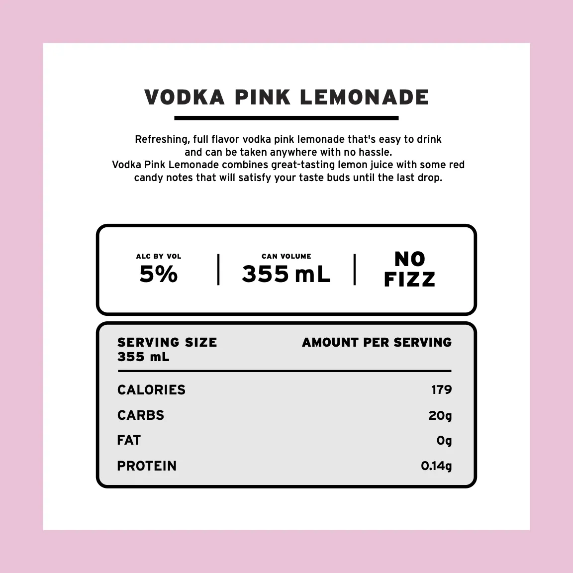 vodka pink lemonade nutrition